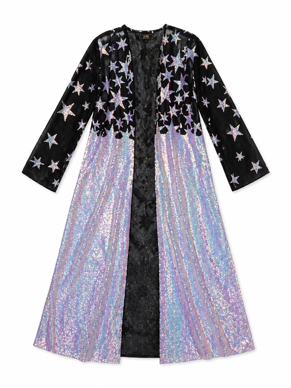 Lucky & Blessed Western Glam Punk Sequined Iridescent Star Duster Top 🦄